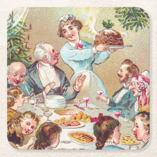 Wir wünschen Ihnen alle ein frohes Weihnachtsfest Rechteckiger Pappuntersetzer