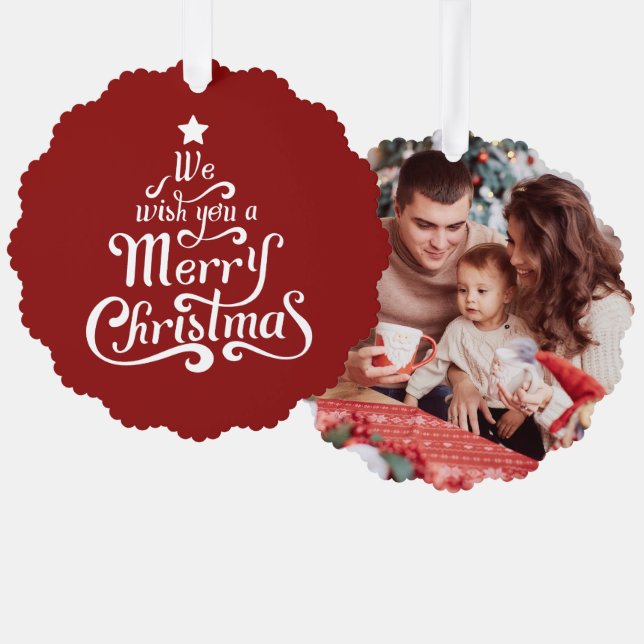 Wir wünschen Ihnen ein frohes Weihnachten niedlich Ornament Karte (Vorderseite/Rückseite)