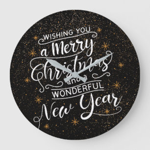 Wir wünschen Ihnen ein frohes Weihnachtsfest! Große Wanduhr