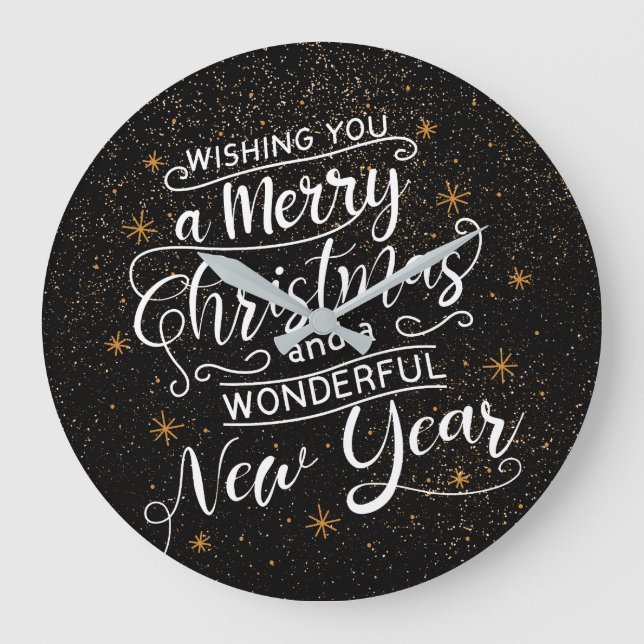 Wir wünschen Ihnen ein frohes Weihnachtsfest! Große Wanduhr (Vorderseite)