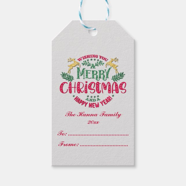 Wir wünschen Ihnen ein frohes Weihnachtsfest und e Geschenkanhänger (Vorderseite)