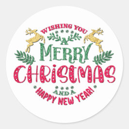 Wir wünschen Ihnen ein frohes Weihnachtsfest und e Runder Aufkleber