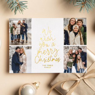 Wir wünschen Ihnen ein frohes Weihnachtsgold vier Folien Feiertagskarte
