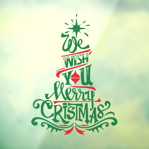 Wir wünschen Ihnen ein frohes Weihnachtsgrün Fensteraufkleber