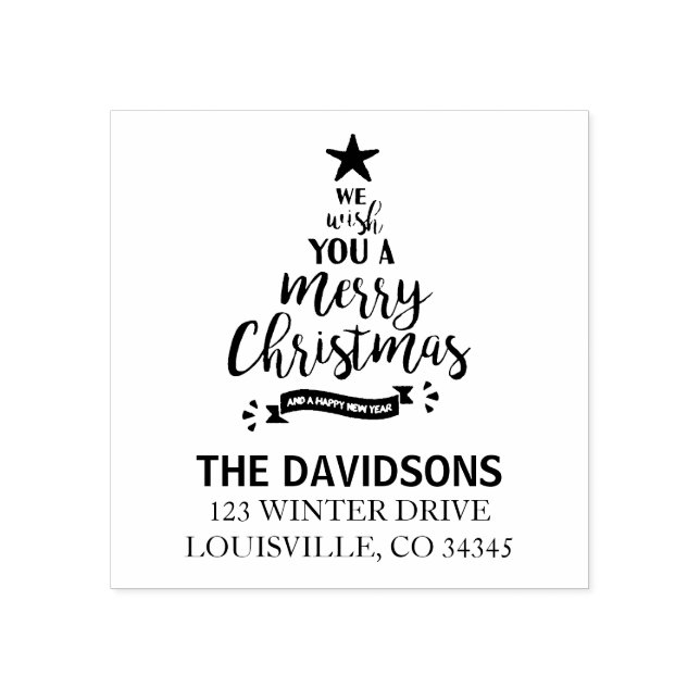 Wir wünschen Ihnen ein frohes Weihnachtsmonogramm Gummistempel (Prägung)