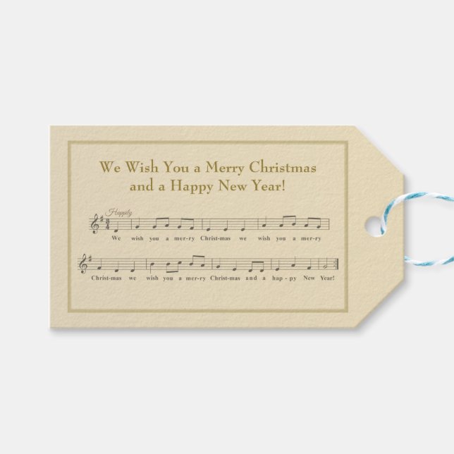 Wir wünschen Ihnen ein frohes Weihnachtsmusik Geschenkanhänger (Vorderseite (Horizontal))