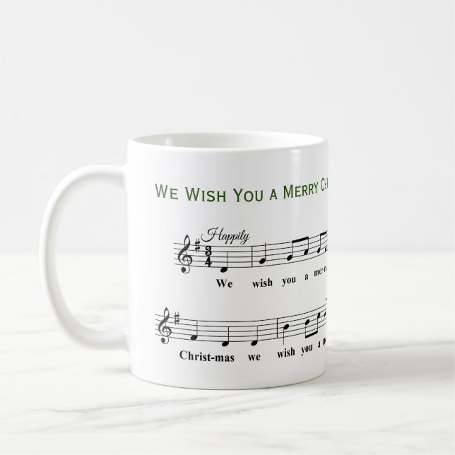 Wir wünschen Ihnen ein frohes Weihnachtsmusik Kaffeetasse (Links)