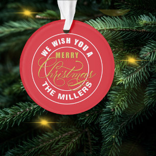 Wir wünschen Ihnen ein frohes Weihnachtsrot Ornament