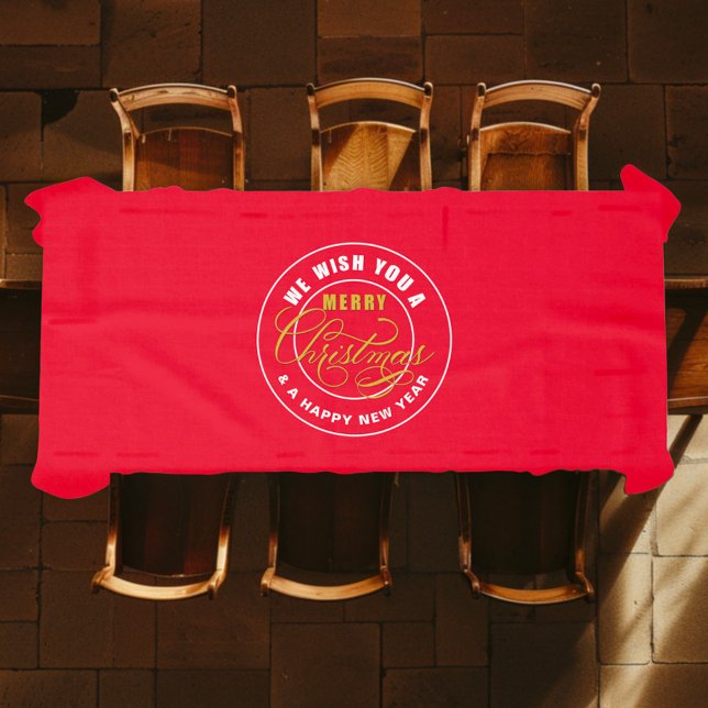 Wir wünschen Ihnen ein frohes Weihnachtsrot Tischdecke (Von Creator hochgeladen)
