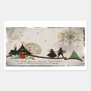 Wir wünschen Ihnen eine frohe Weihnachtszeit-Silho Rechteckiger Aufkleber