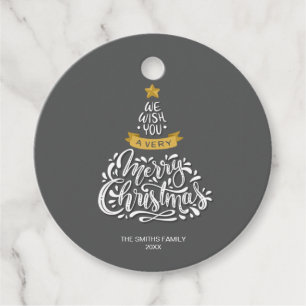 Wir wünschen Ihnen einen frohen Weihnachtstypograf Geschenkanhänger