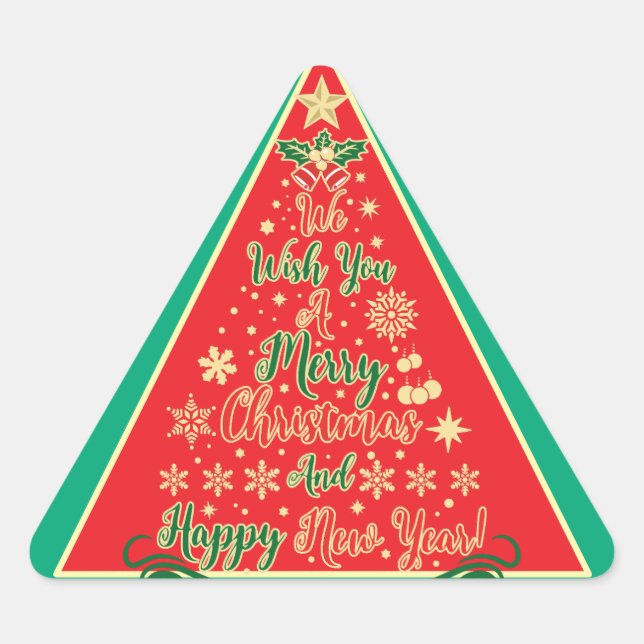 Wir wünschen Ihnen frohe Weihnachten Dreieckiger Aufkleber (Vorderseite)