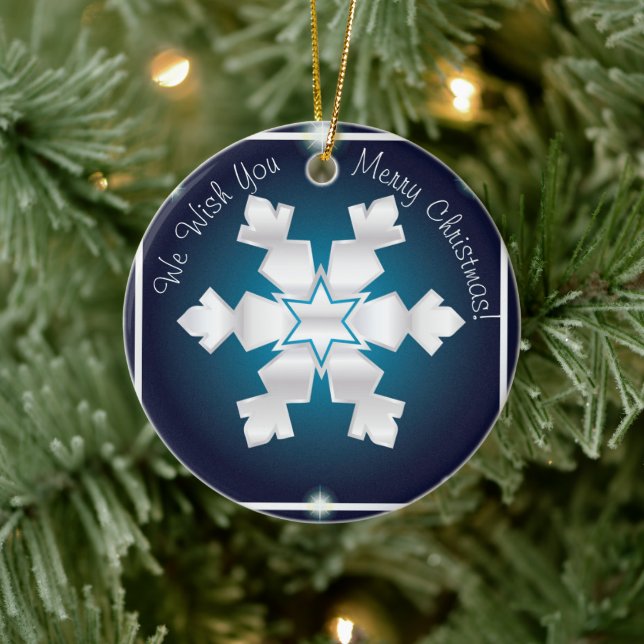 Wir wünschen Ihnen frohe Weihnachten! Happy New Ye Keramik Ornament (Baum)