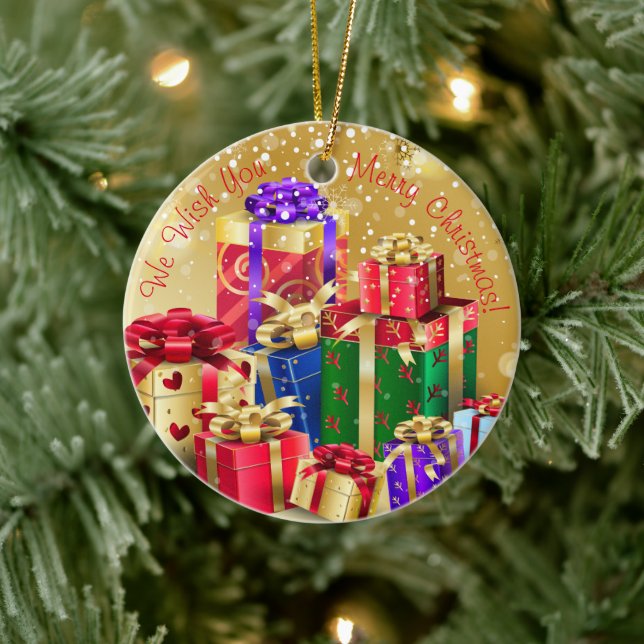 Wir wünschen Ihnen frohe Weihnachten! Happy New Ye Keramik Ornament (Baum)