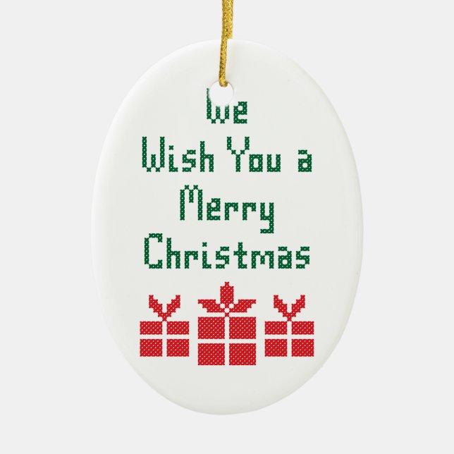 Wir wünschen Ihnen frohe Weihnachten Keramik Ornament (Vorne)