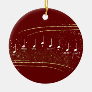 Wir wünschen Ihnen frohe Weihnachten Musiknoten Re Keramik Ornament