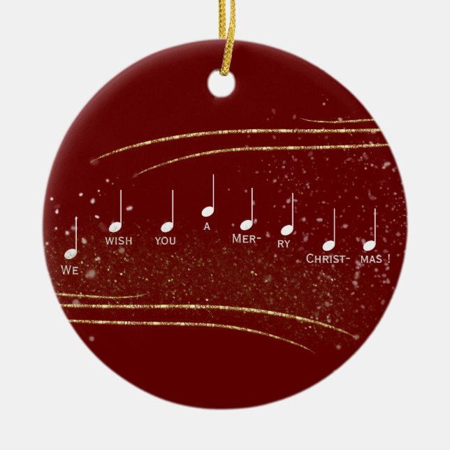 Wir wünschen Ihnen frohe Weihnachten Musiknoten Re Keramik Ornament (Vorne)