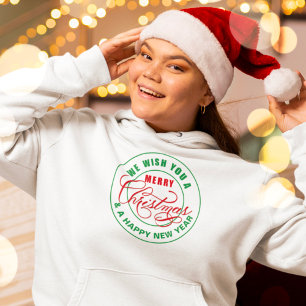 Wir wünschen Ihnen frohe Weihnachten Rot und Grün Hoodie