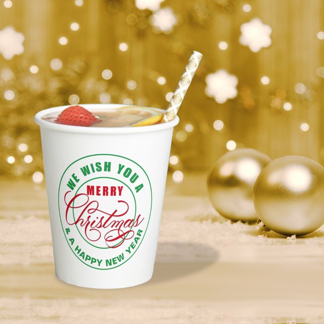 Wir wünschen Ihnen frohe Weihnachten rot und grün Pappbecher (Von Creator hochgeladen)
