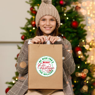 Wir wünschen Ihnen frohe Weihnachten Runder Aufkleber