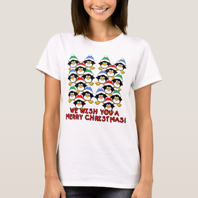 WIR WÜNSCHEN IHNEN FROHEN WEIHNACHT-PINGUINE T-Shirt (Vorderseite)