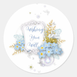 Wir wünschen Ihnen gut... rundes Blumenaufkleber Runder Aufkleber