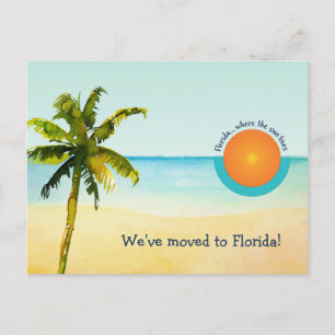 Wir zogen nach Florida Beach Szene Änderung der Ad Ankündigungspostkarte