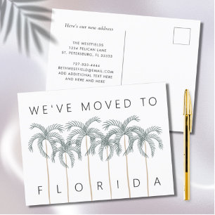 Wir zogen nach Florida Palm Trees Neue Adresse Ankündigungspostkarte
