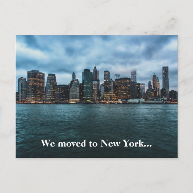 Wir zogen nach New York City Skyline Foto Moving Postkarte (Vorderseite)