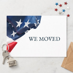 Wir zogen Umadressierung USA-Flagge Postkarte