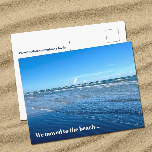 Wir zogen zum Strand neue Zuhause-Adresse bewegen Postkarte (Von Creator hochgeladen)