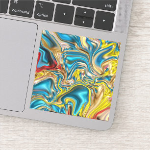 Wirbel aus abstraktem Marmor, aquamarin türkisblau Aufkleber