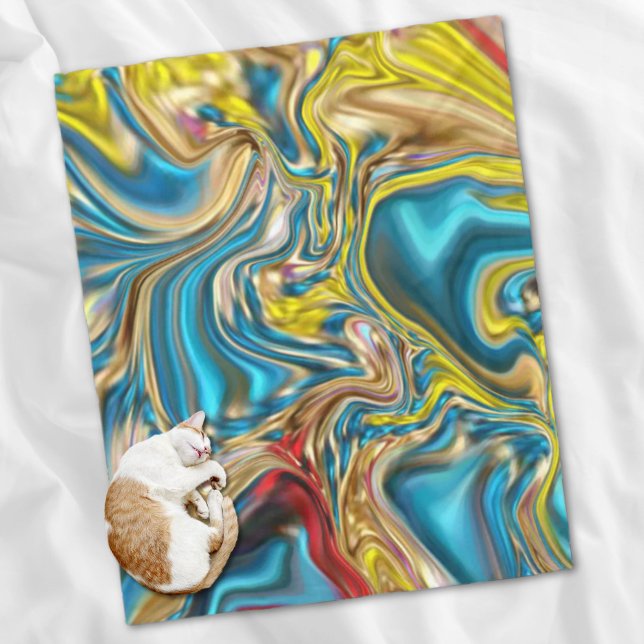 Wirbel aus abstraktem Marmor, aquamarin türkisblau Fleecedecke (abstract marble swirls yellow teal turquoise blue fleece blanket)