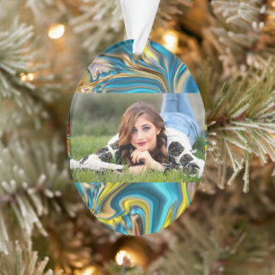 Wirbel aus abstraktem Marmor, aquamarin türkisblau Ornament