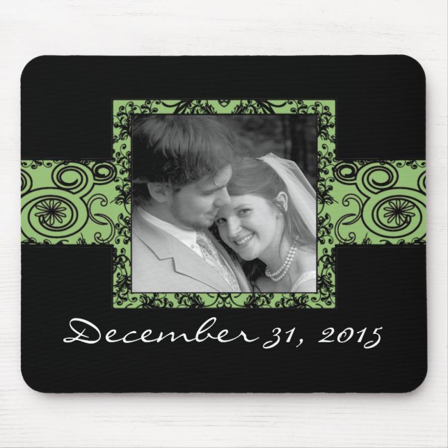 Wirbel aus Grün und Schwarz und Blumen Mousepad (Vorne)