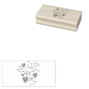 Wirbel aus Herzen und Rosen Gummistempel