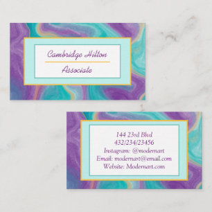 Wirbel aus lila, Gold und Blauem Marmor Visitenkarte