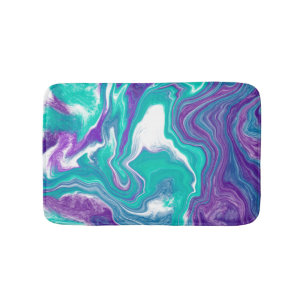 Wirbel aus lila und aquamarinem Marmor Badematte
