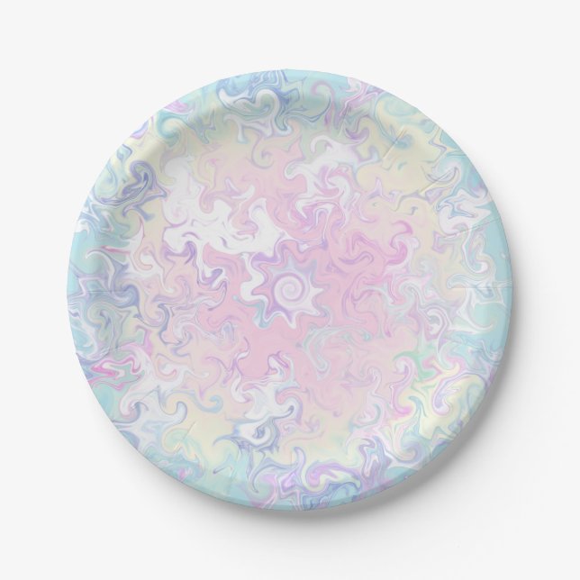 Wirbel aus pastelfarbenem Marmor Pappteller (Vorderseite)