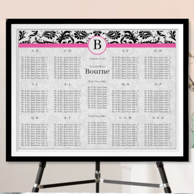 Wirbel aus schwarzem und weißem Damast (Hot Pink T Poster (Von Creator hochgeladen)