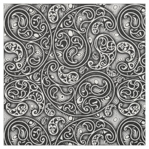 Wirbel aus schwarzem und weißem Paisley Stoff