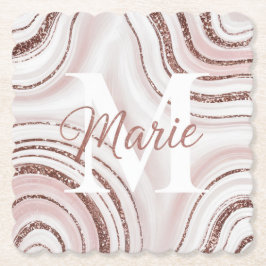 Wirbel aus weißem Agate Monogram, Untersetzer Set