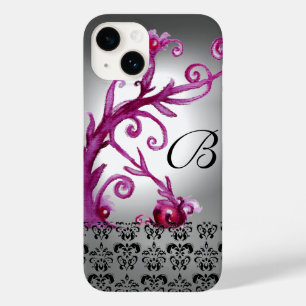 WIRBEL, BERRIES DAMASK MONOGRAM, rosa, schwarz Case-Mate iPhone 14 Hülle