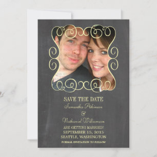 Wirbel Chalkboard Foto Save the Date einladen Einladung