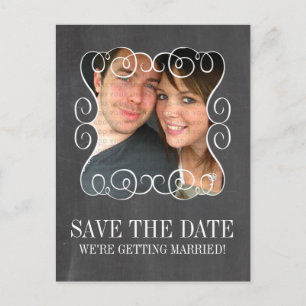 Wirbel Chalkboard Foto Save the Date Postkarte