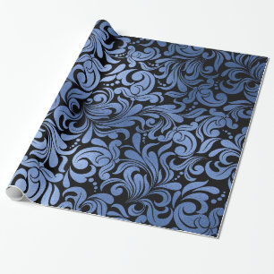 Wirbel Damask, Navy Blue Metal Foil Geschenkpapier