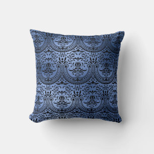 Wirbel Damask, Navy Blue Metal Foil Kissen