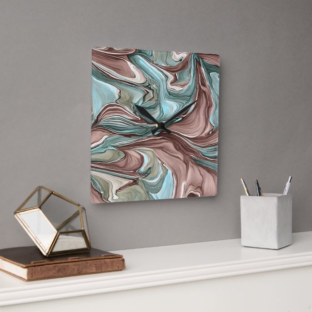 Wirbel der Green Blue Mauve White Gold Wall Uhr (Büro)