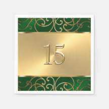 Wirbel der Quinceanera Emerald Green und Gold Fili