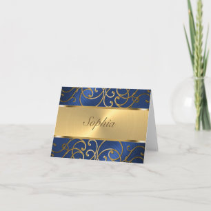 Wirbel der Quinceanera Navy Blue and Gold Filigree